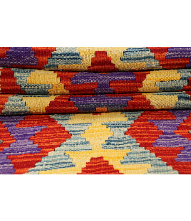 Kräftiger Geometrischer Kilim-Läufer – Handgewebt aus Wolle – 244x83 cm