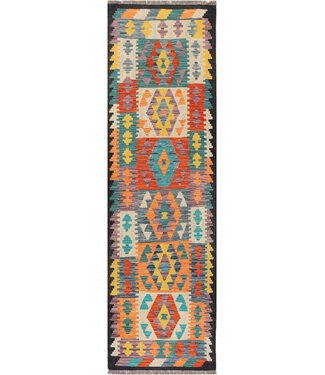 Bunter Tribal-Kilim-Läufer – Handgewebte Wolle – 247x80 cm Bunter Tribal-Kilim-Läufer – Handgewebte Wolle – 247x80 cm