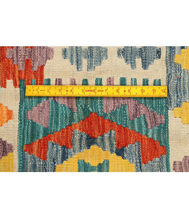 Kleurrijke Tribale Kilim Loper – Handgeweven Wol – 247x80 cm