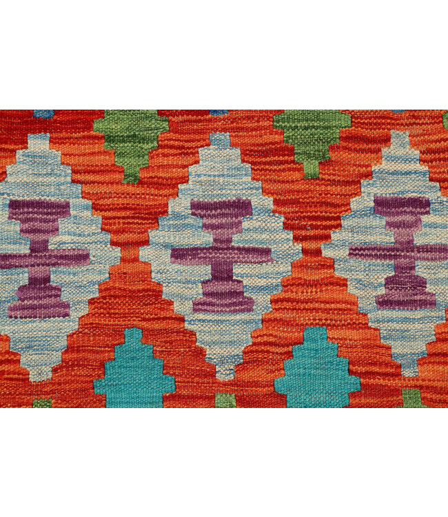 Kräftiger Geometrischer Kilim-Läufer – Handgewebte Wolle – 245x82 cm