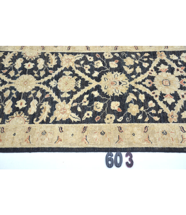 Black-Beige Ziegler 292x083 cm – Hand-Knotted Wool Runner Rug