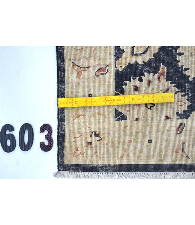 Schwarz-Beige Ziegler 292x083 cm – Handgeknüpfter Woll-Läufer