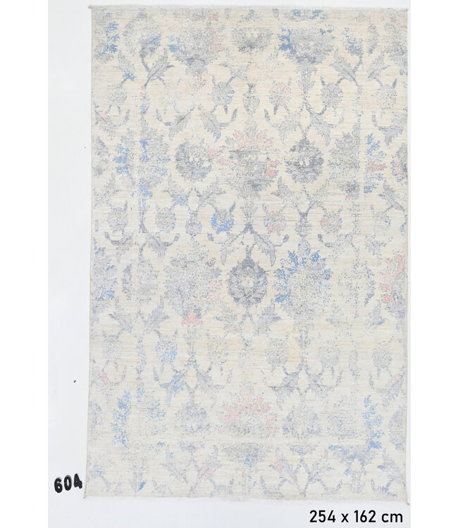 Creme-Grau Modern 254x162 cm – Handgeknüpfter Wollteppich