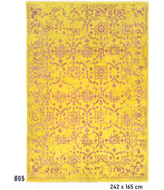 Gelb-Lila Ziegler Teppich – 242 x 165 cm – Handgeknüpft aus Wolle