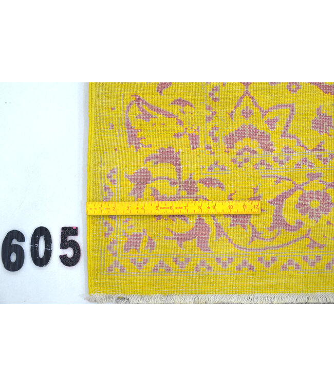 Gelb-Lila Ziegler Teppich – 242 x 165 cm – Handgeknüpft aus Wolle