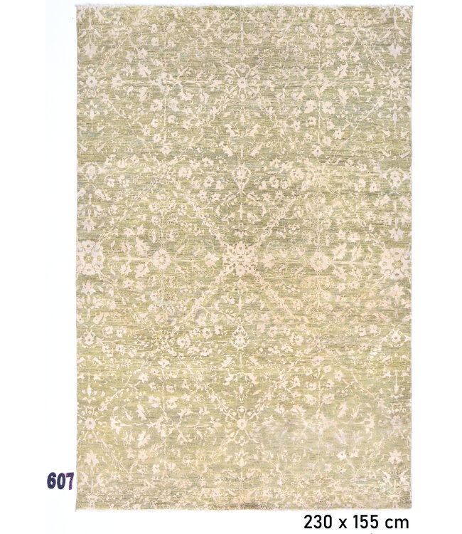 Green-Beige Ziegler Rug – 230 x 155 cm – Hand-Knotted Wool