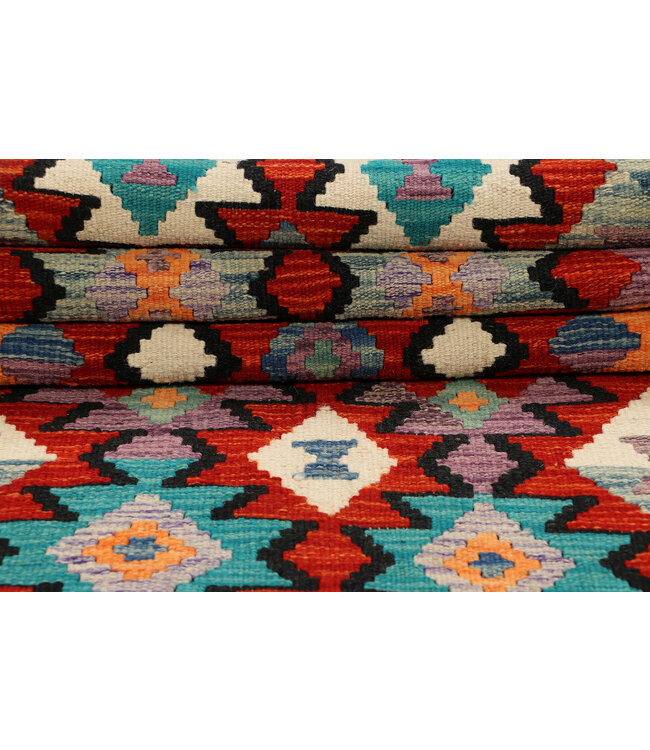 Ausdrucksstarker Tribal-Kilim-Läufer – Handgewebte Wolle – 263x81 cm