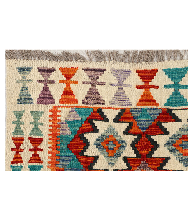 Ausdrucksstarker Tribal-Kilim-Läufer – Handgewebte Wolle – 263x81 cm