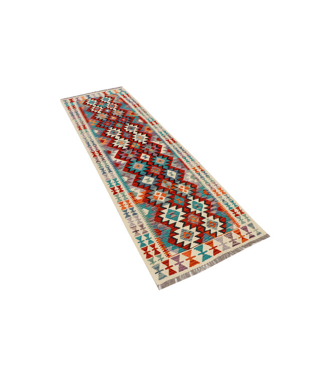 Ausdrucksstarker Tribal-Kilim-Läufer – Handgewebte Wolle – 263x81 cm