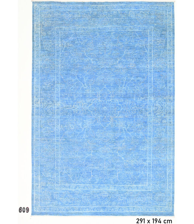Hemelsblauw Ziegler Tapijt – 291 x 194 cm – Handgeknoopt van Wol