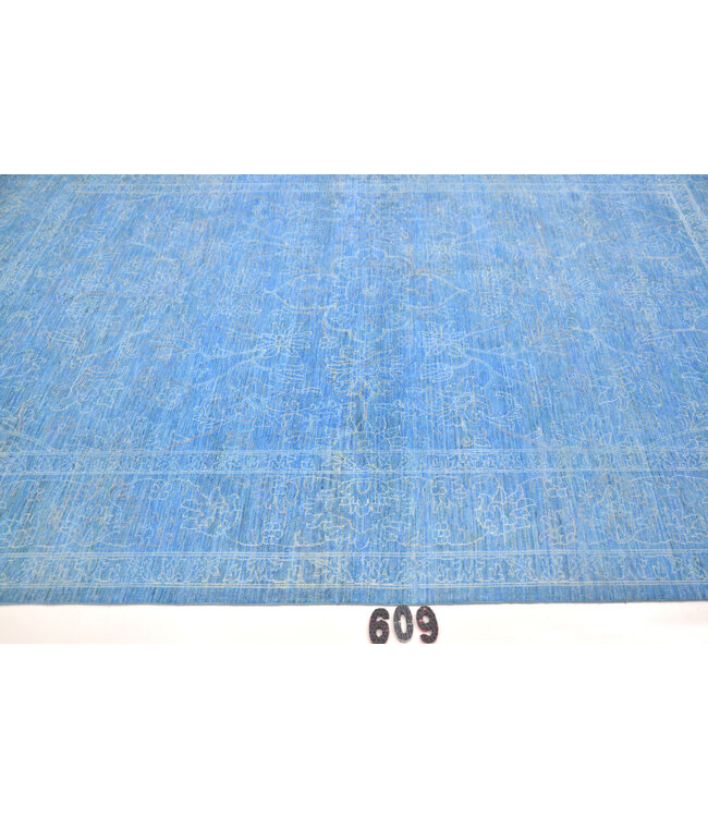 Himmelblauer Ziegler Teppich – 291 x 194 cm – Handgeknüpft aus Wolle