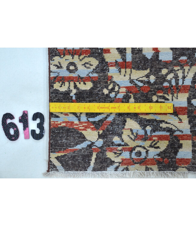 Vintage Handgeknüpfter Teppich - Ziegler Muster - 236 x 170 cm - Schwarz mit Rot und Creme