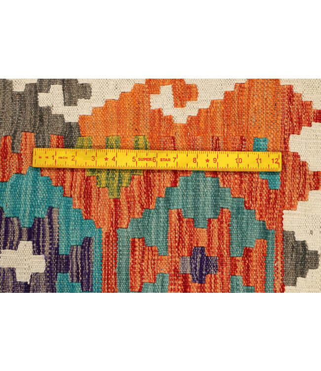 Handwoven Afghan Kilim Rug – 247x85 cm – Tribal Geometric Design – Multicolor Wool Runner