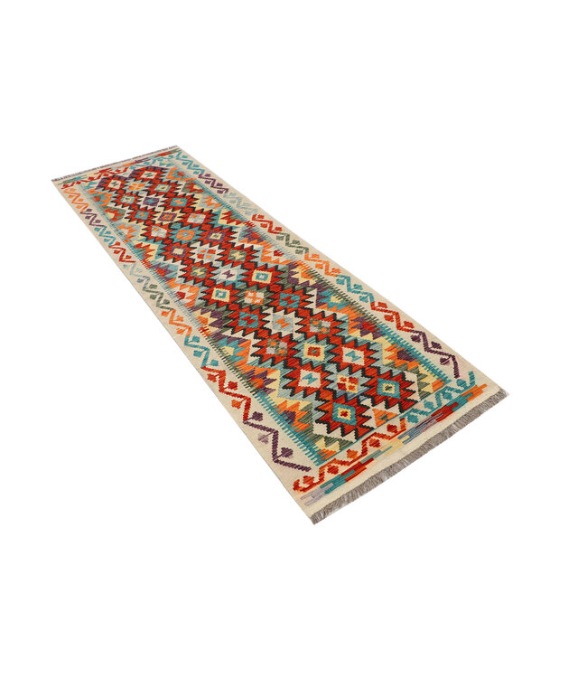 Handgewebter Afghanischer Kilim-Teppich – 245x77 cm – Bunter Woll-Läufer mit Tribal Muster