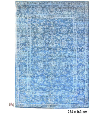 Vintage Handgeknüpfter Teppich - Ziegler Muster - 236 x 163 cm - Blau und Weiß