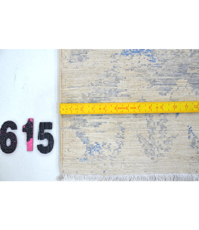 Vintage Hand Knotted Rug - Ziegler Pattern - 247 x 168 cm - Beige, Blue, and Red