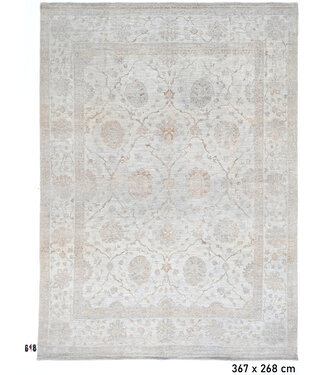 Vintage Handgeknüpfter Teppich - Ziegler Muster - 367 x 268 cm - Grau und Beige