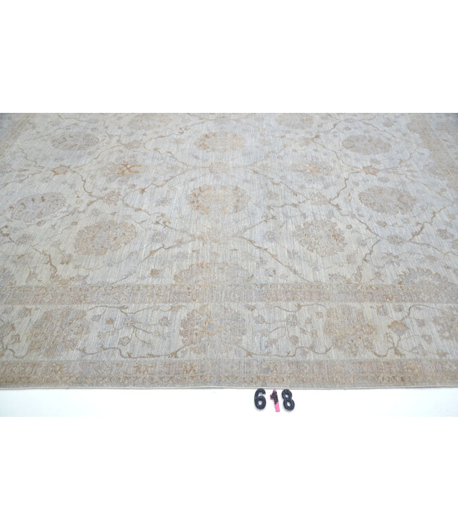 Vintage Handgeknüpfter Teppich - Ziegler Muster - 367 x 268 cm - Grau und Beige