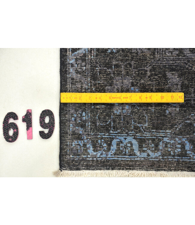 Modern Handgeknüpfter Teppich - Kazak Muster - 243 x 169 cm - Schwarz und Blau