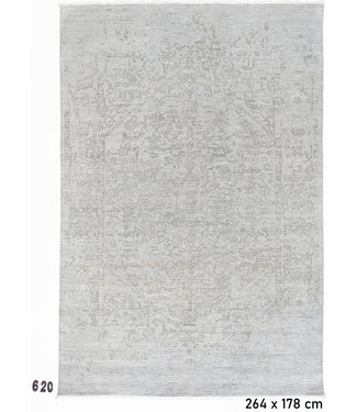 Vintage Handgeknüpfter Teppich - Ziegler Muster - 264 x 178 cm - Grau und Beige