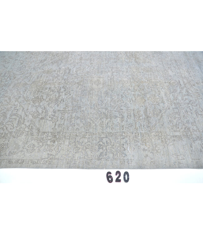 Vintage Handgeknüpfter Teppich - Ziegler Muster - 264 x 178 cm - Grau und Beige