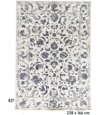 Vintage Handgeknüpfter Teppich - Ziegler Muster - 238 x 166 cm - Grau und Blau