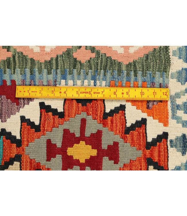 Handgewebter Afghanischer Kilim-Teppich – 244x83 cm – Bunter Woll-Läufer – Tribal Geometrisches Muster