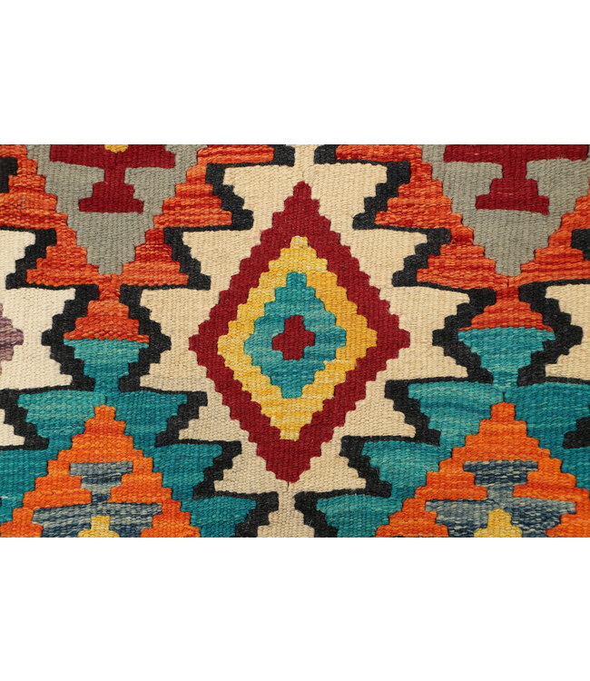 Handgeweven Afghaanse Kilim Loper – 244x83 cm – Kleurrijk Wol Vloerkleed – Tribaal Boho Design