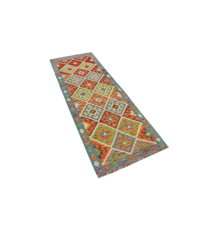Traditioneller Afghanischer Kilim-Teppich – 229x82 cm – Handgewebter Woll-Läufer in Naturfarben