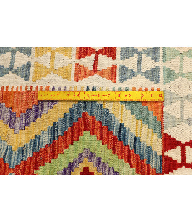 Handgewebter Afghanischer Kilim-Teppich – 246x88 cm – Bunter Tribal Woll-Läufer mit Diamantmuster