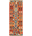 Handwoven Afghan Kilim Rug – 233x83 cm – Geometric Tribal Wool Runner – Bold Orange & Teal Design