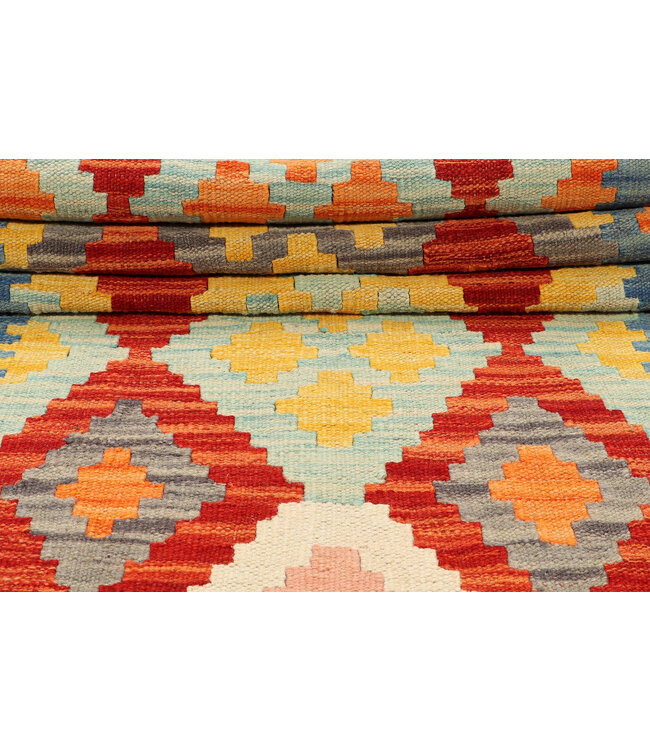 Vintage Afghanischer Kilim-Teppich – 250x84 cm – Handgewebter Woll-Läufer mit Pastellfarben