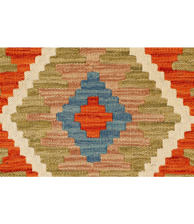 Handwoven Afghan Kilim Rug – 240x79 cm – Earth-Tone Tribal Wool Runner – Diamond Medallion Design