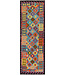 Handgeweven Afghaanse Kilim – 238x80 cm – Wol Loper met Zandloper Motief en Zwarte Rand