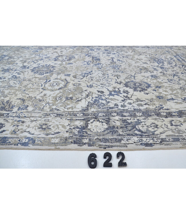 Vintage Handgeknüpfter Teppich - Ziegler Muster - 240 x 170 cm - Grau und Blau