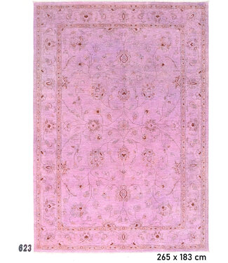 Vintage Handgeknüpfter Teppich - Ziegler Muster - 265 x 183 cm - Rosa und Beige