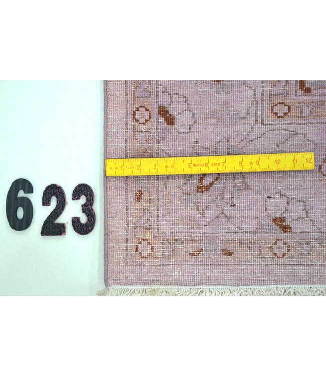 Vintage Handgeknoopt Tapijt - Ziegler Patroon - 265 x 183 cm - Roze en Beige