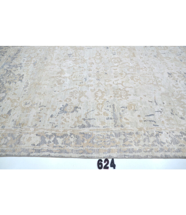 Vintage Hand Knotted Rug - Ziegler Pattern - 294 x 189 cm - Grey and Beige