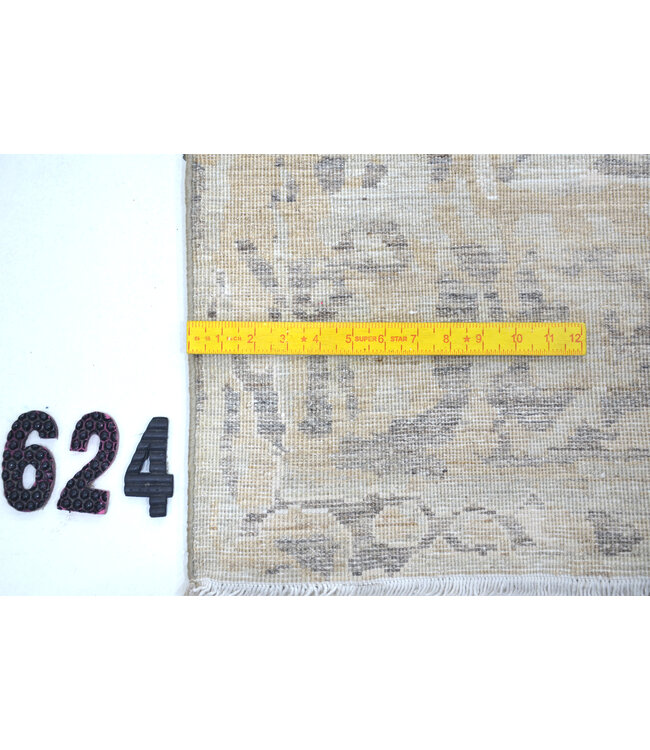 Vintage Handgeknoopt Tapijt - Ziegler Patroon - 294 x 189 cm - Grijs en Beige