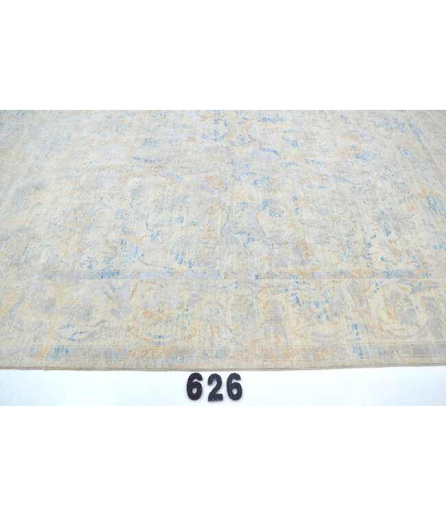 Vintage Handgeknoopt Tapijt - Ziegler Patroon - 219 x 172 cm - Grijs en Beige