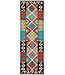 Afghaanse Kilim – 239x74 cm – Handgeweven Wol Loper met Diamantpatroon en Zwarte Rand
