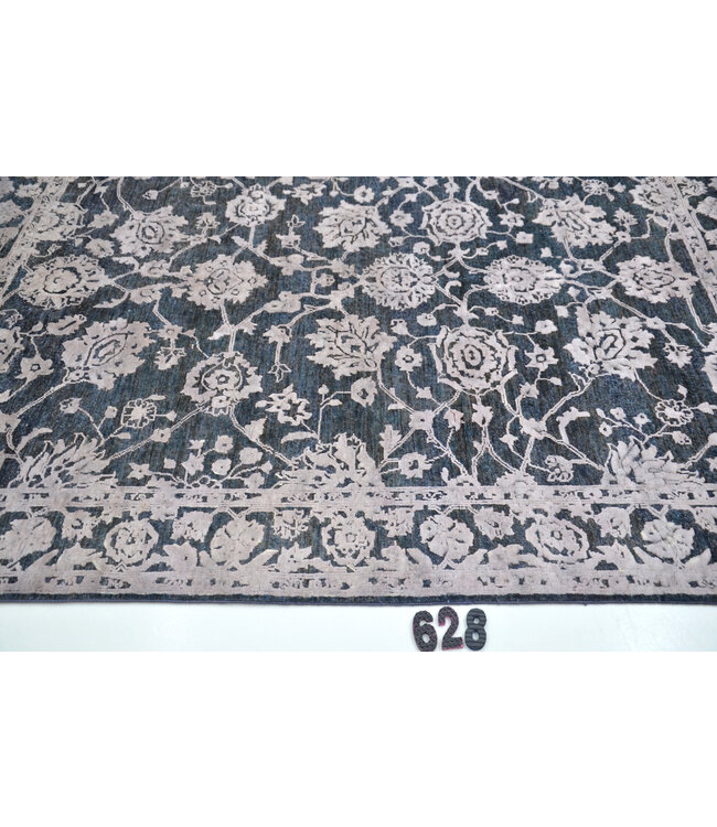 Vintage Handgeknüpfter Teppich - Ziegler Muster - 226 x 177 cm - Blau und Beige