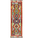 Afghanischer Kilim – 239x77 cm – Handgewebter Wollteppich mit Medaillon-Muster und Bunter Bordüre