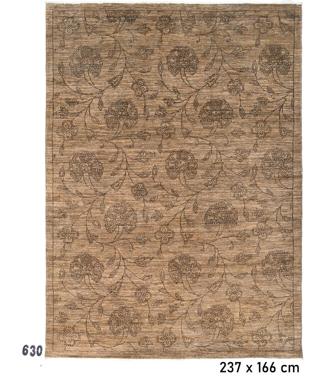 Vintage Handgeknoopt Tapijt - Gabbeh Patroon - 237 x 166 cm - Bruin en Beige