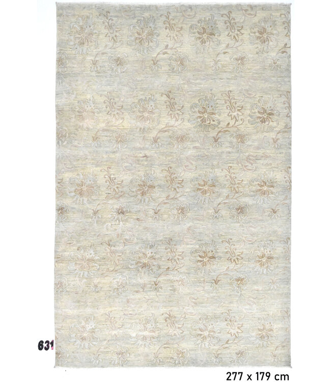 Vintage Hand Knotted Rug - Ziegler Pattern - 277 x 179 cm - Grey and Beige