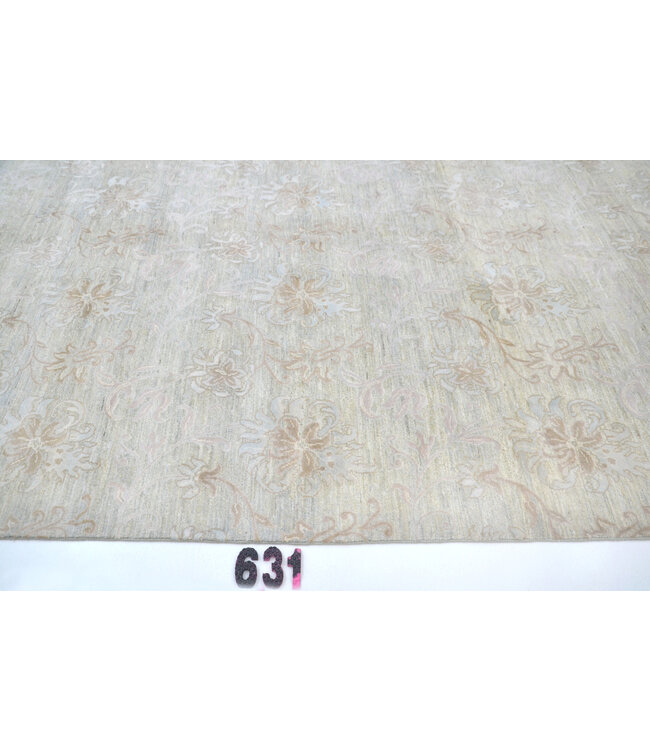 Vintage Handgeknoopt Tapijt - Ziegler Patroon - 277 x 179 cm - Grijs en Beige