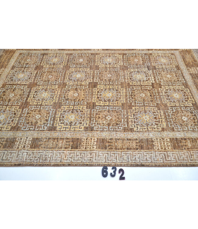 Vintage Hand Knotted Rug - Kazak Pattern - 238 x 167 cm - Brown and Beige