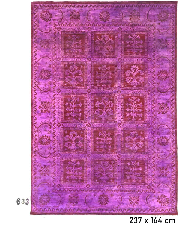 Vintage Hand Knotted Rug - Kazak Pattern - 237 x 164 cm - Purple and Red