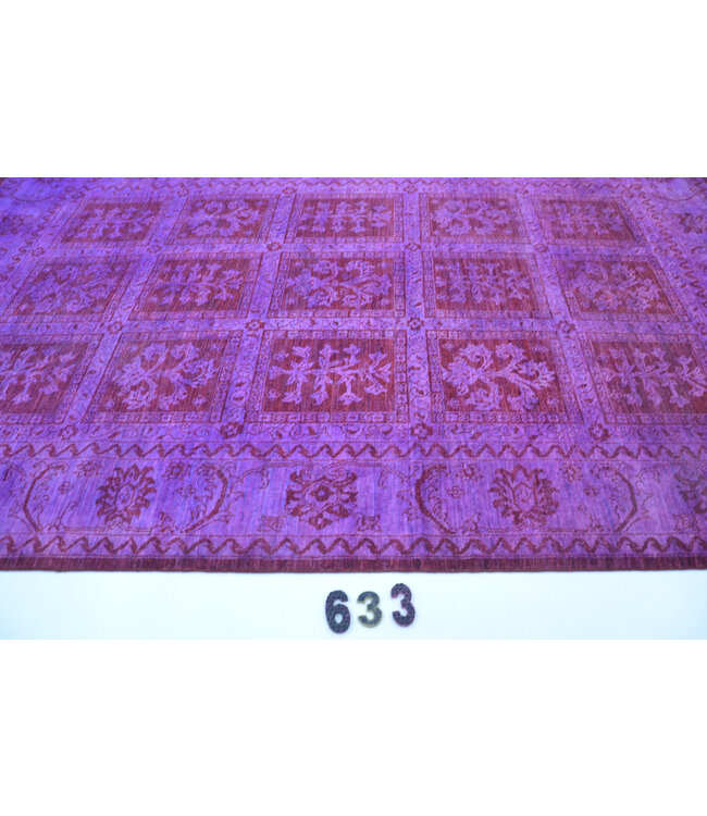 Vintage Handgeknoopt Tapijt - Kazak Patroon - 237 x 164 cm - Paars en Rood