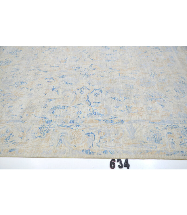 Vintage Handgeknüpfter Teppich - Ziegler Muster - 296 x 202 cm - Blau und Beige